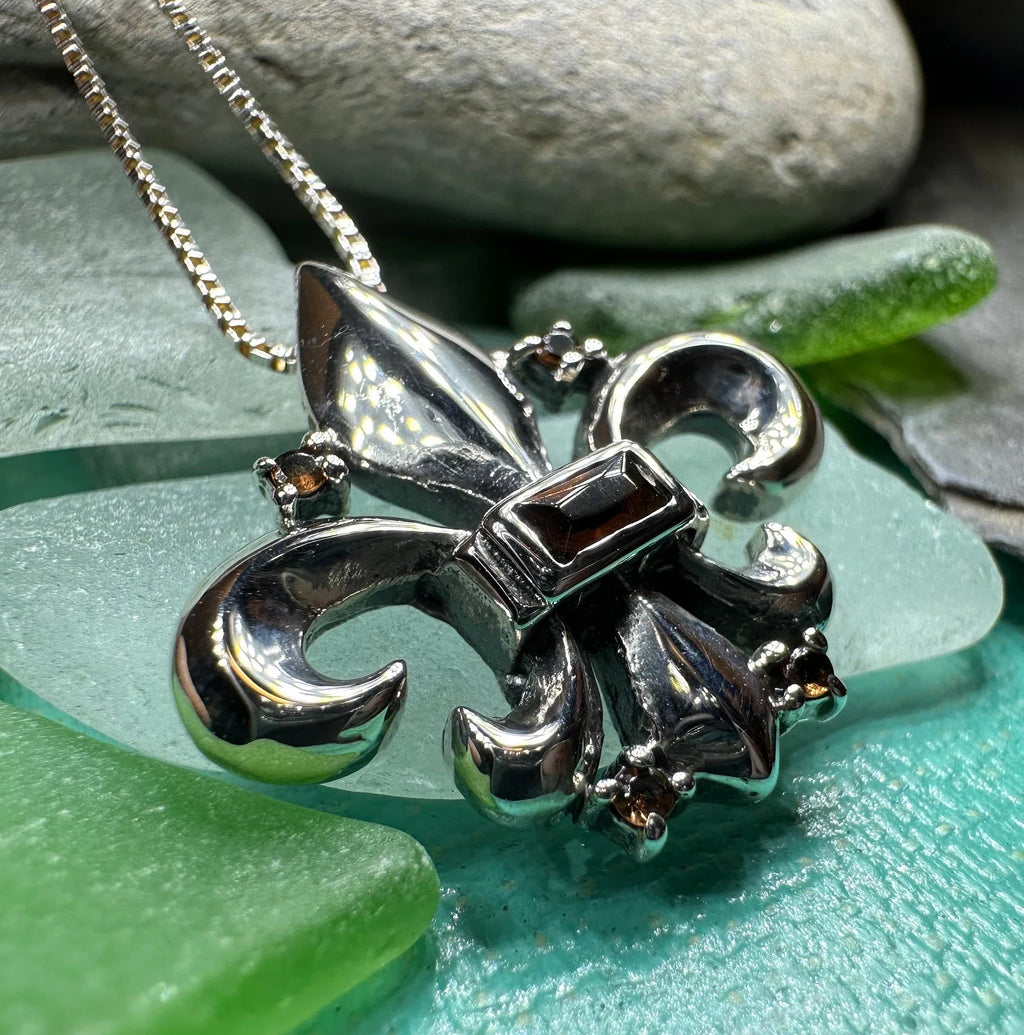 Garnet Fluer De Lis Necklace | Pendant | Wiccan Center