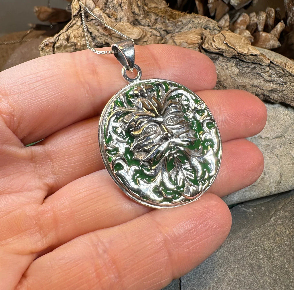Black Forest Green Man Necklace in Sterling Silver | Pendant | Wiccan Center