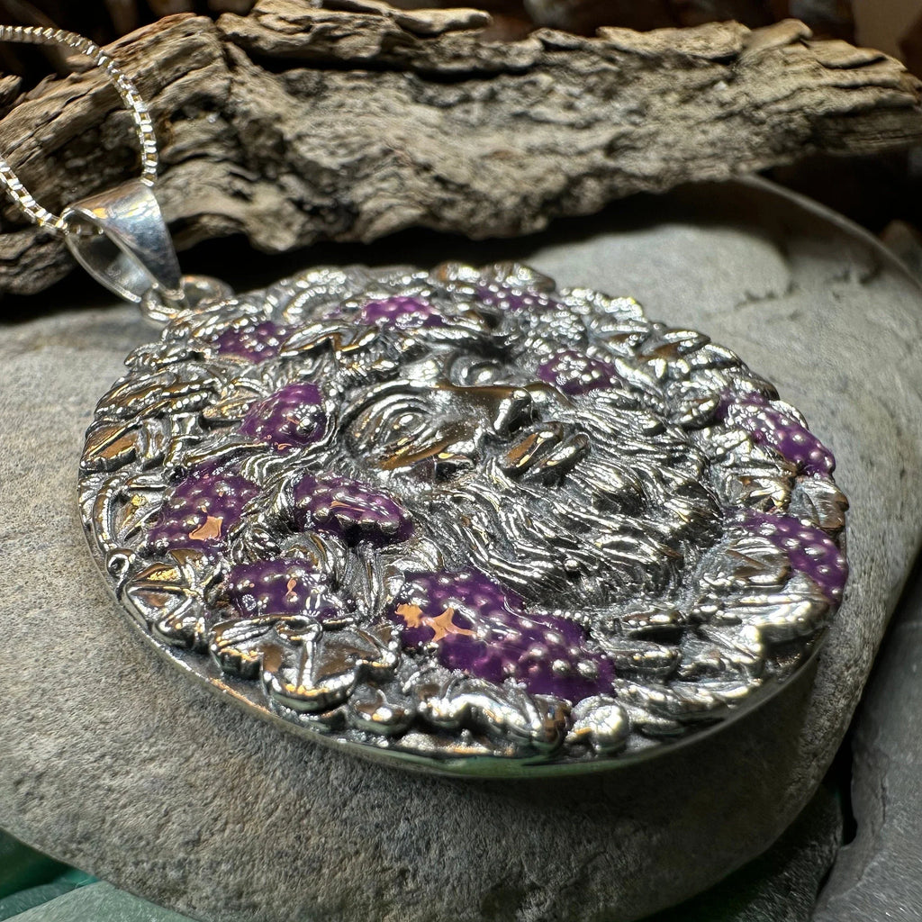 Wine God Bacchus Necklace in Sterling Silver | Pendant | Wiccan Center
