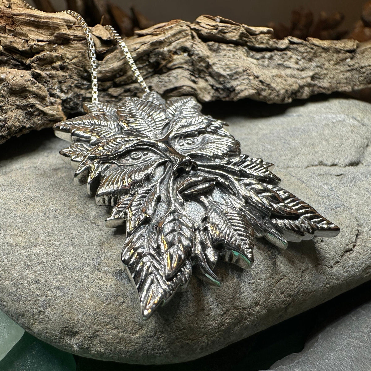 Montgeon Green Man Necklace in Sterling Silver | Pendant | Wiccan Center