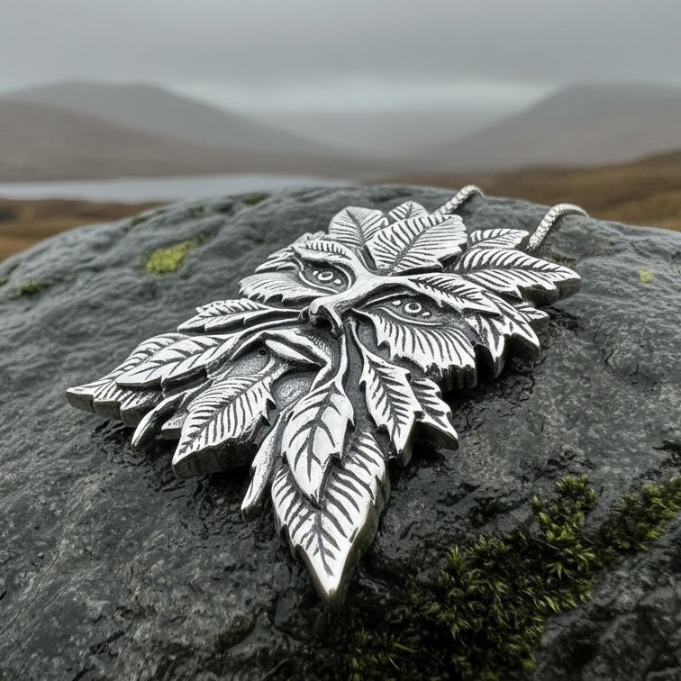 Montgeon Green Man Necklace in Sterling Silver | Pendant | Wiccan Center