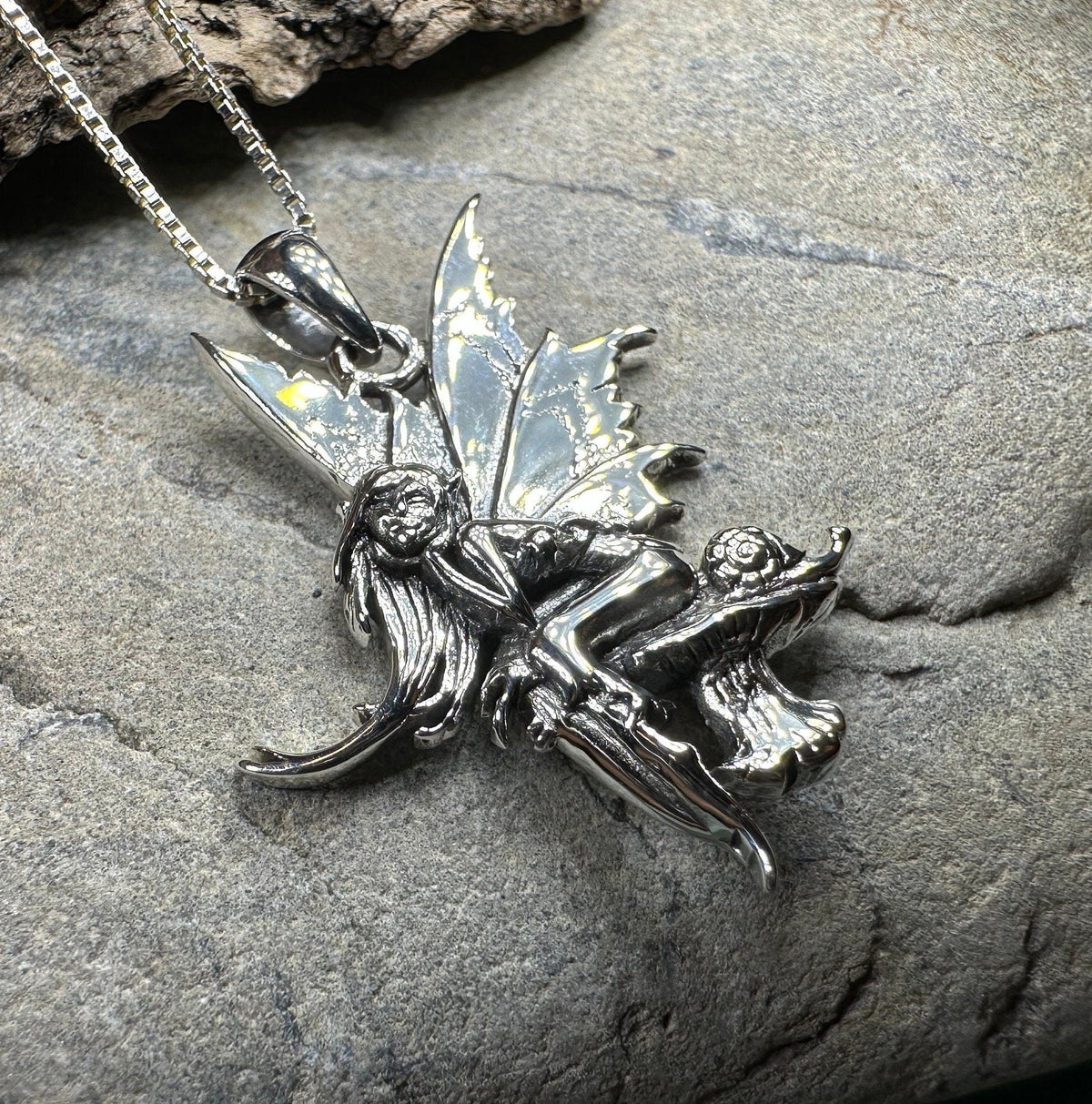 Toadstool Fairy Necklace in Sterling Silver | Pendant | Wiccan Center