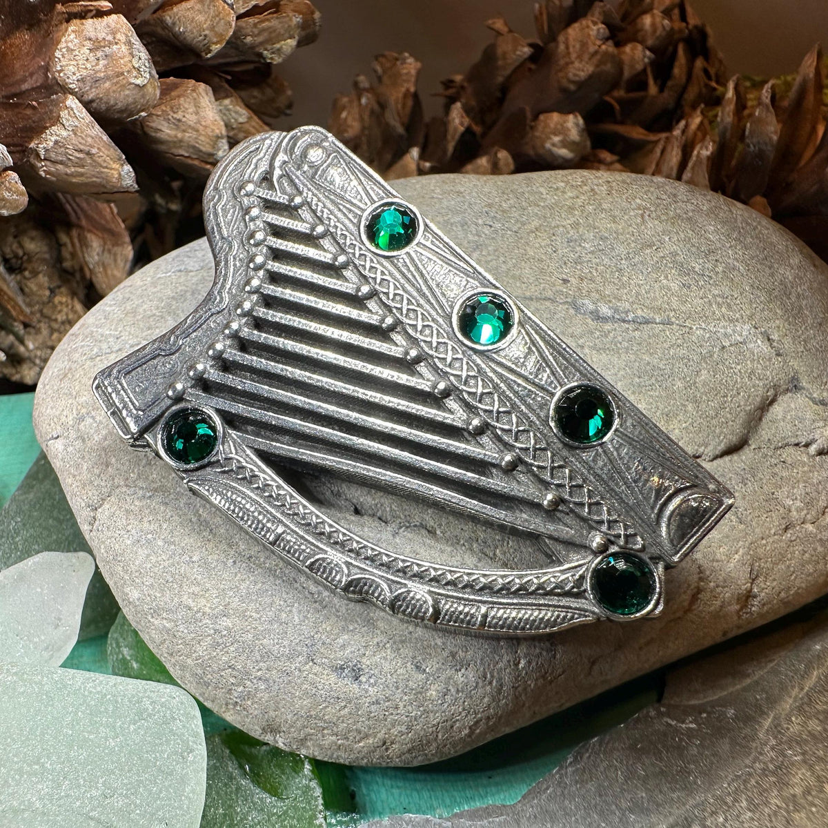 Boru Celtic Harp Brooch - Irish Jewelry | Brooch | Wiccan Center
