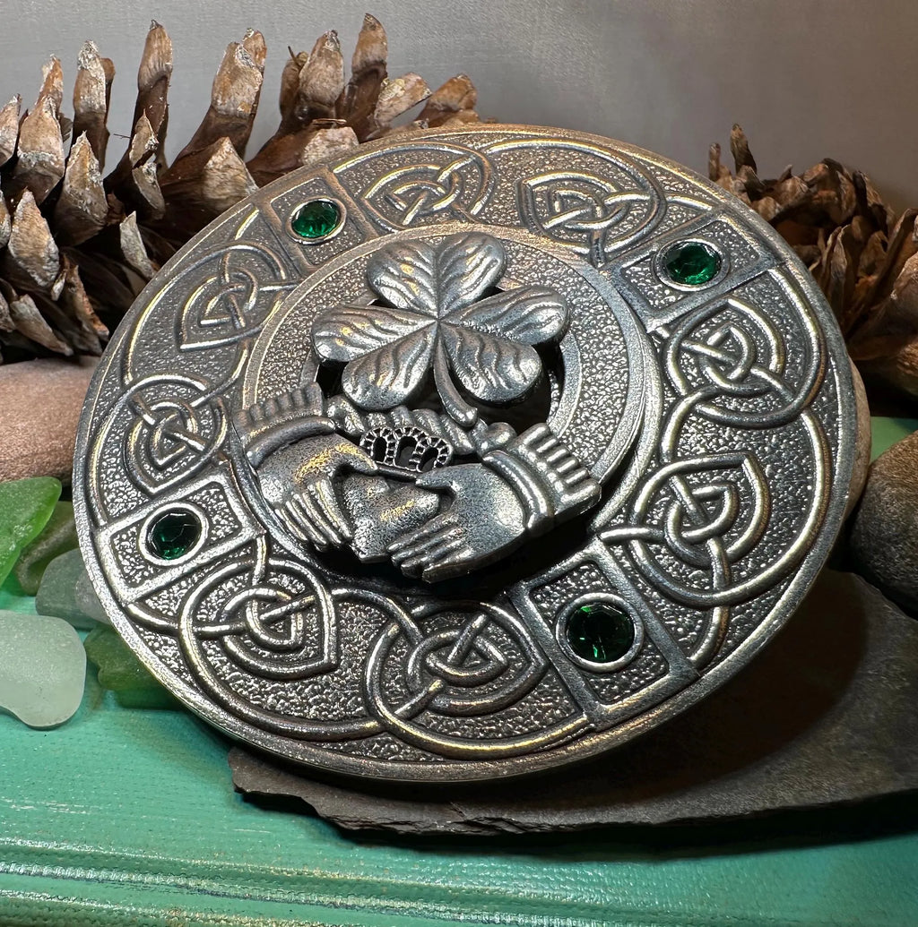 Irish Spirit Celtic Claddagh Plaid Pin | Brooch | Wiccan Center