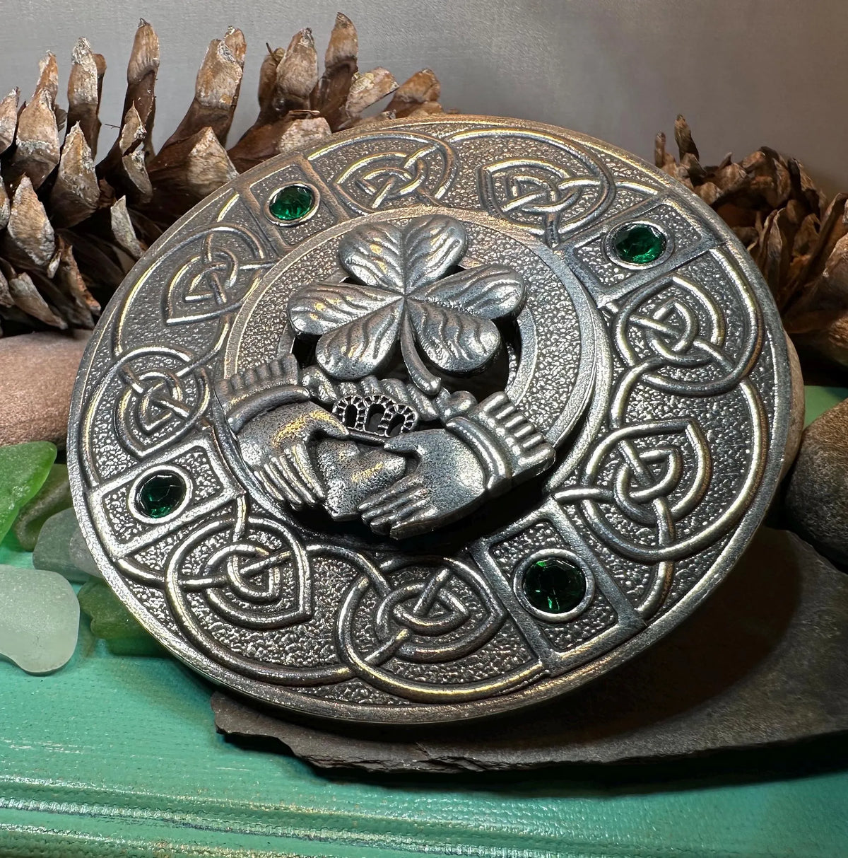 Irish Spirit Celtic Claddagh Plaid Pin | Brooch | Wiccan Center