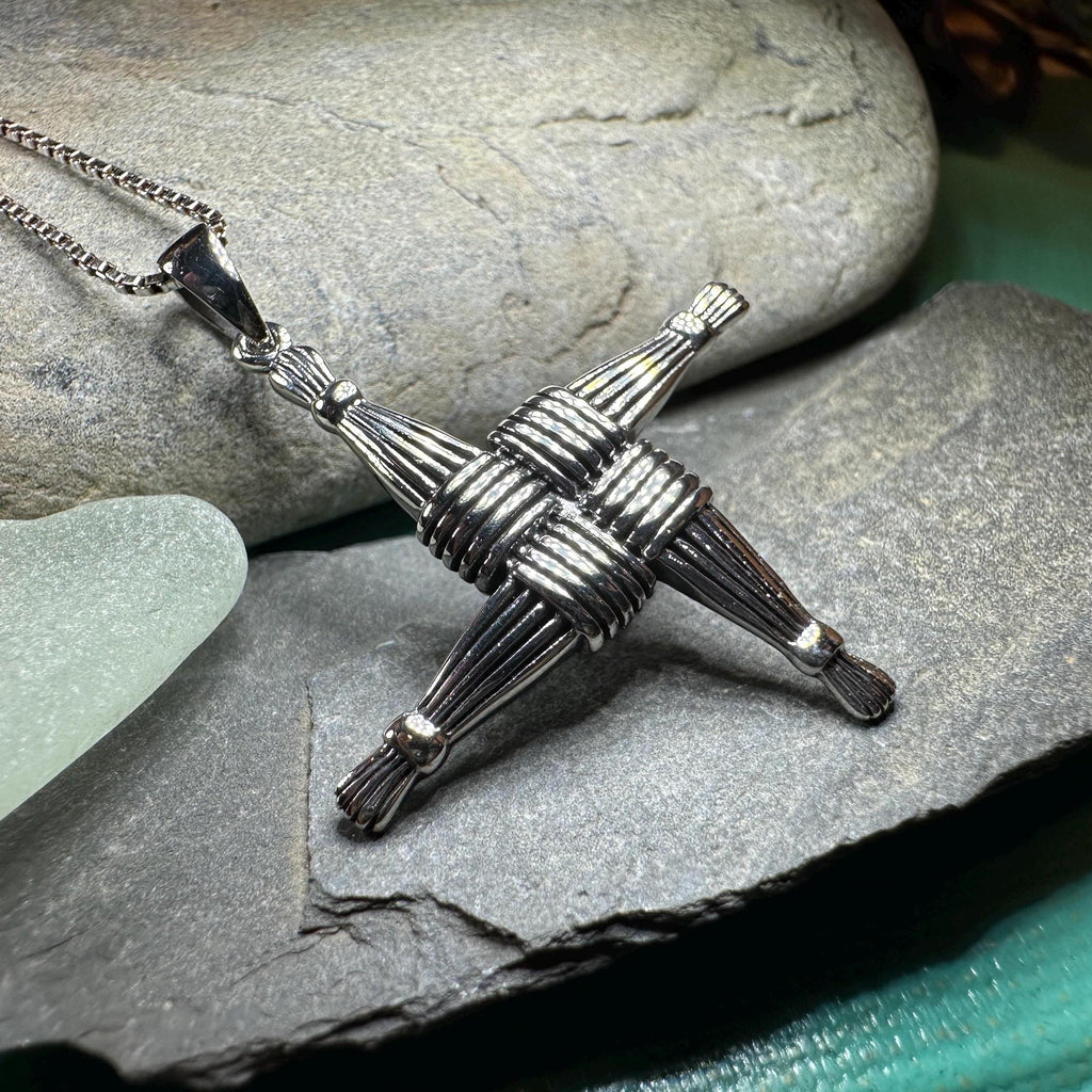 Glan Large Saint Brigid's Cross in Sterling Silver | Pendant | Wiccan Center