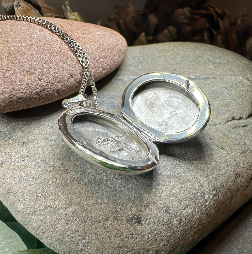 Irish Claddagh Locket Necklace in Sterling Silver | Locket | Wiccan Center