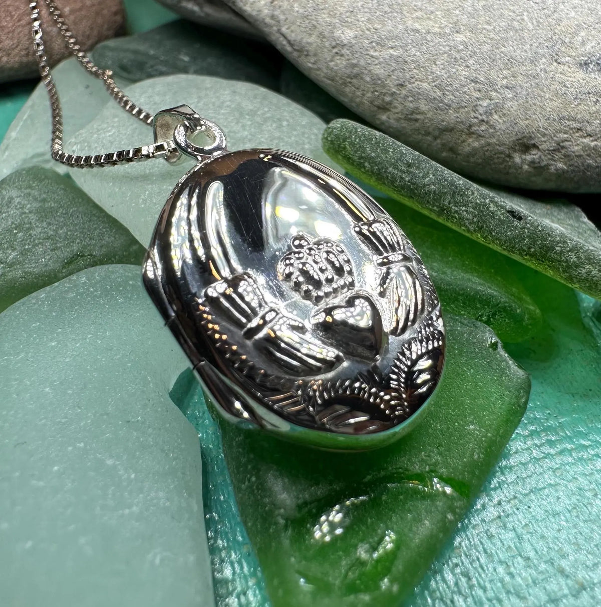 Irish Claddagh Locket Necklace in Sterling Silver | Locket | Wiccan Center