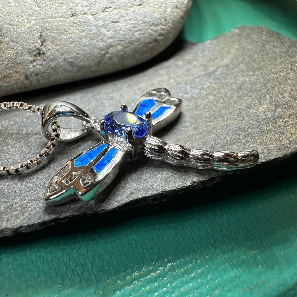 Blue Dream Dragonfly Necklace in Sterling Silver | Pendant | Wiccan Center