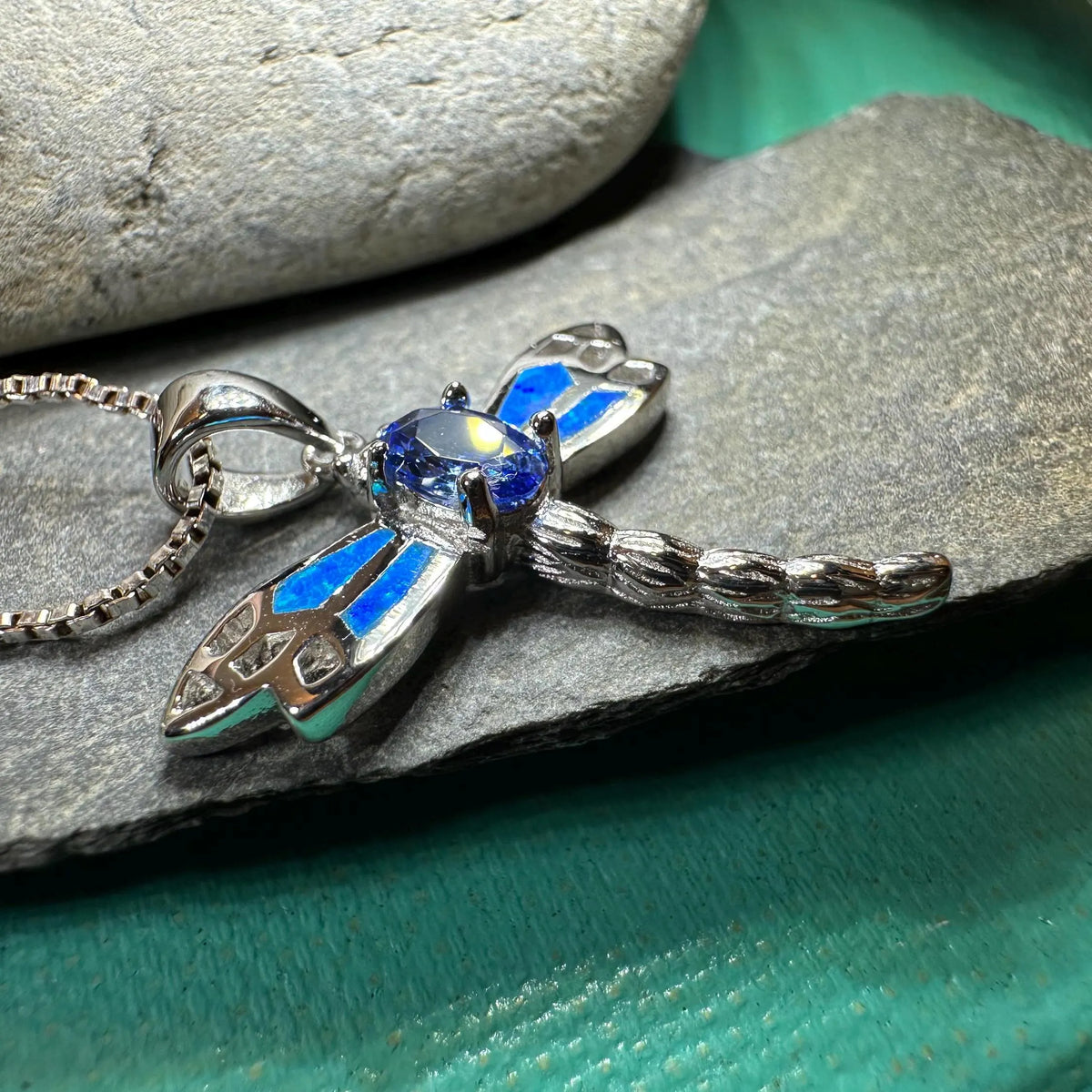 Blue Dream Dragonfly Necklace in Sterling Silver | Pendant | Wiccan Center