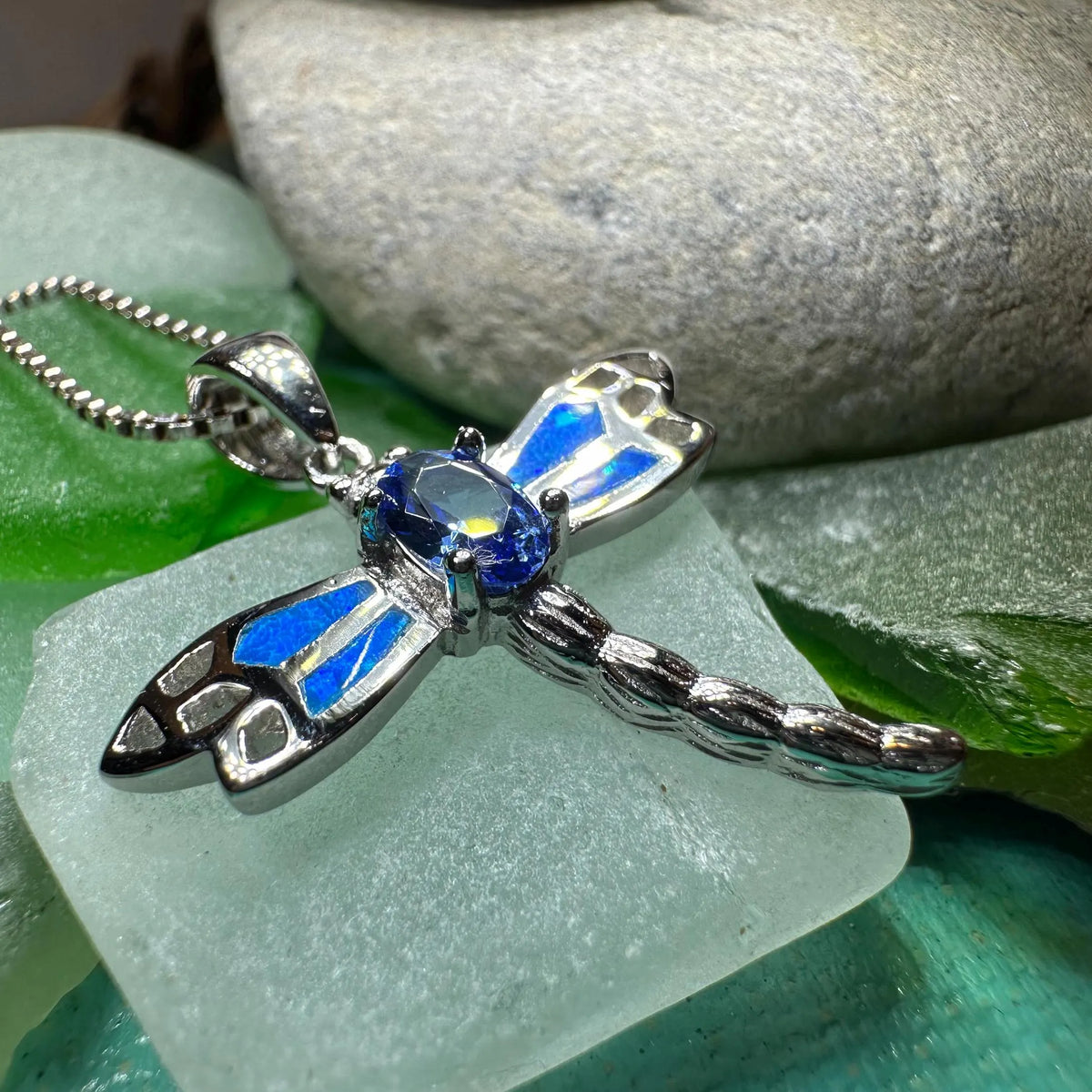 Blue Dream Dragonfly Necklace in Sterling Silver | Pendant | Wiccan Center
