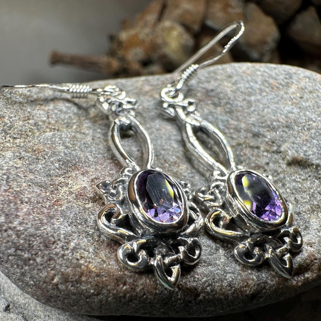 Tiom Amethyst Celtic Knot Earrings | Dangle Earrings | Wiccan Center