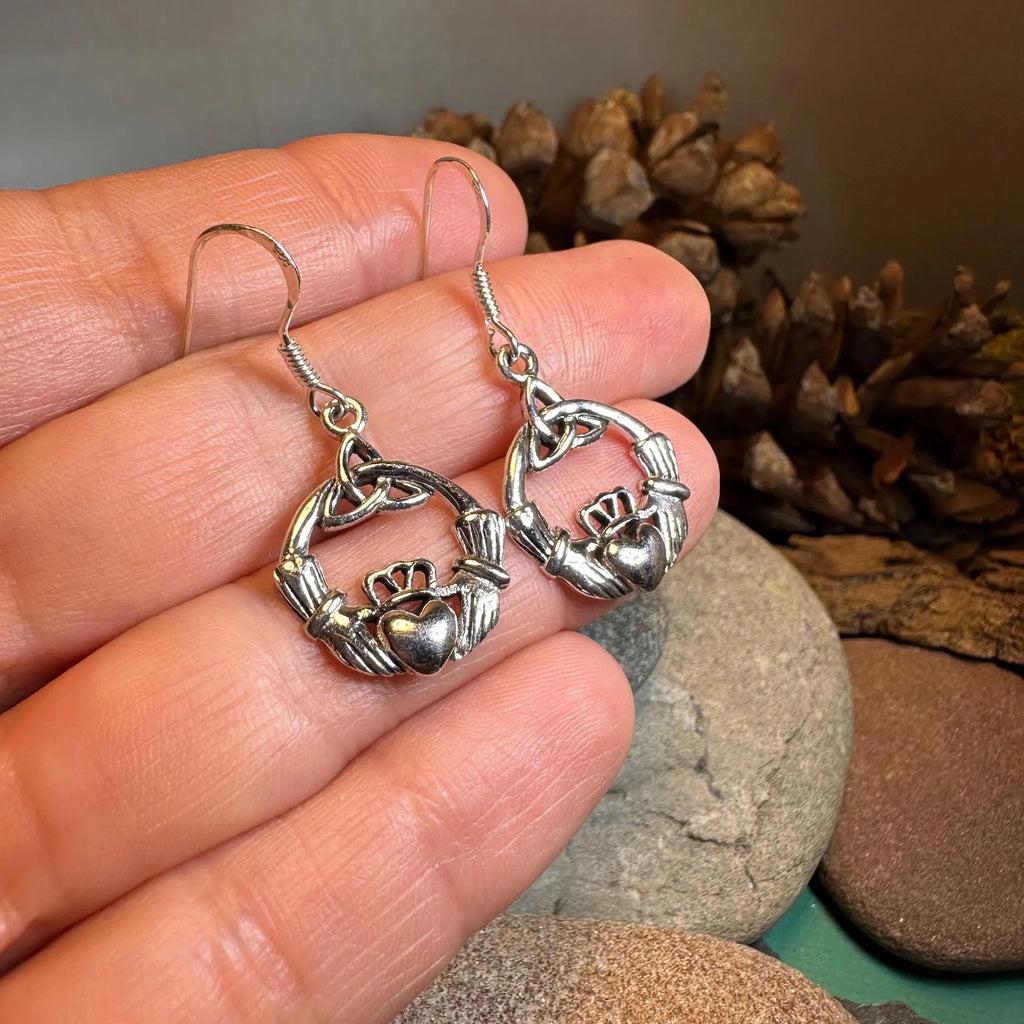 Claddagh Trinity Knot Earrings in Sterling Silver | Dangle Earrings | Wiccan Center