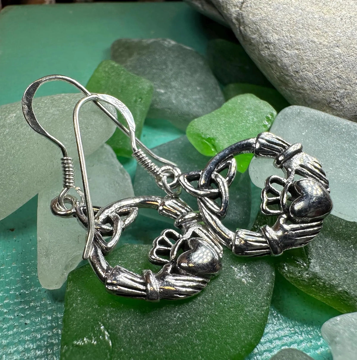 Claddagh Trinity Knot Earrings in Sterling Silver | Dangle Earrings | Wiccan Center
