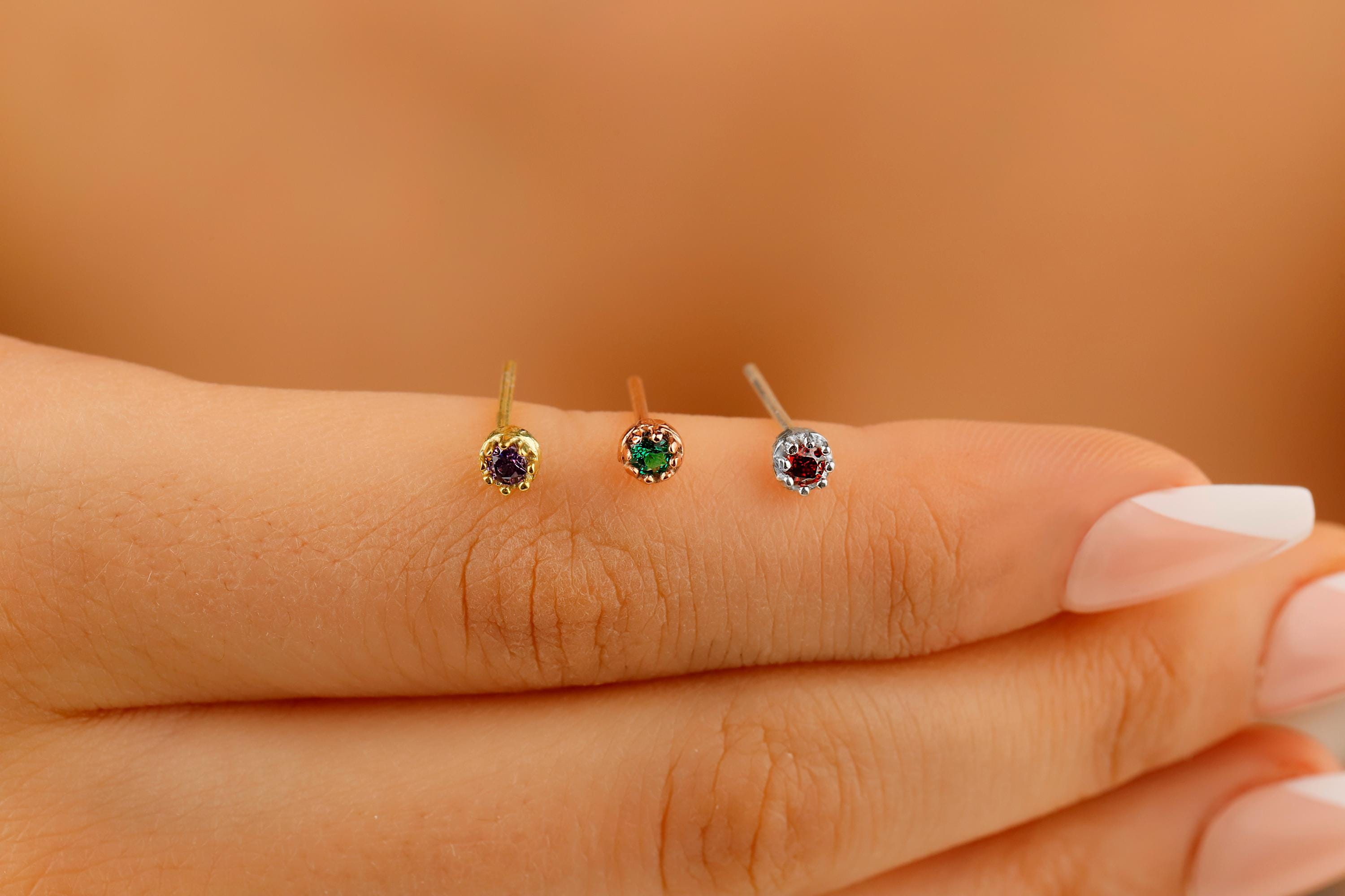 Birthstone Stud Earrings by SilverGoldandRose | earrings | Wiccan Center