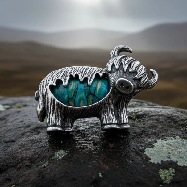 Heathergems Highland Cow Brooch - Handmade in Scotland | Brooch | Wiccan Center