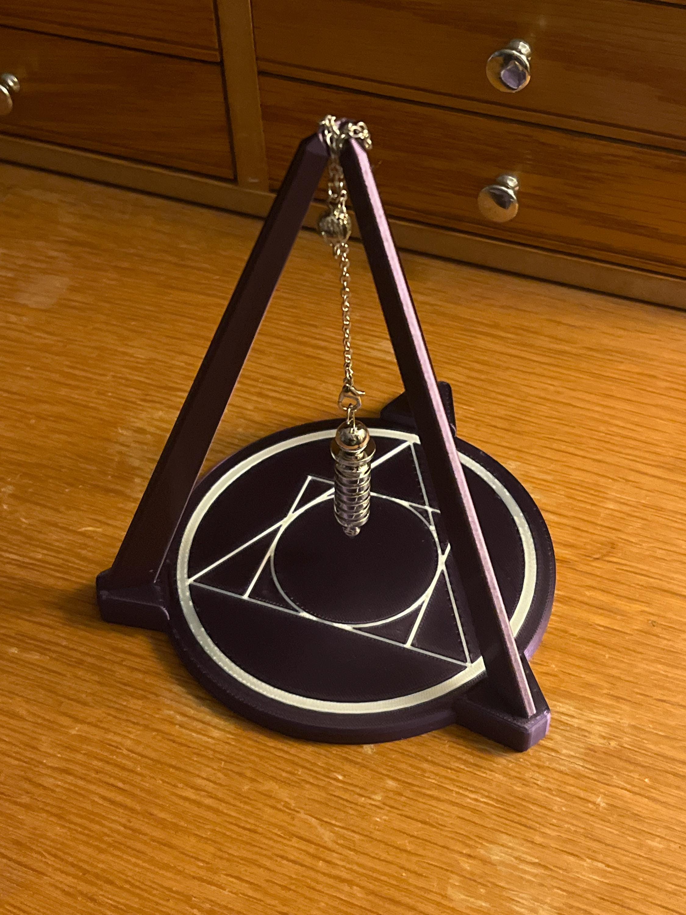 3D Printed Tripod Stand with Pendulum: Multicolor PLA Plastic | | Wiccan Center