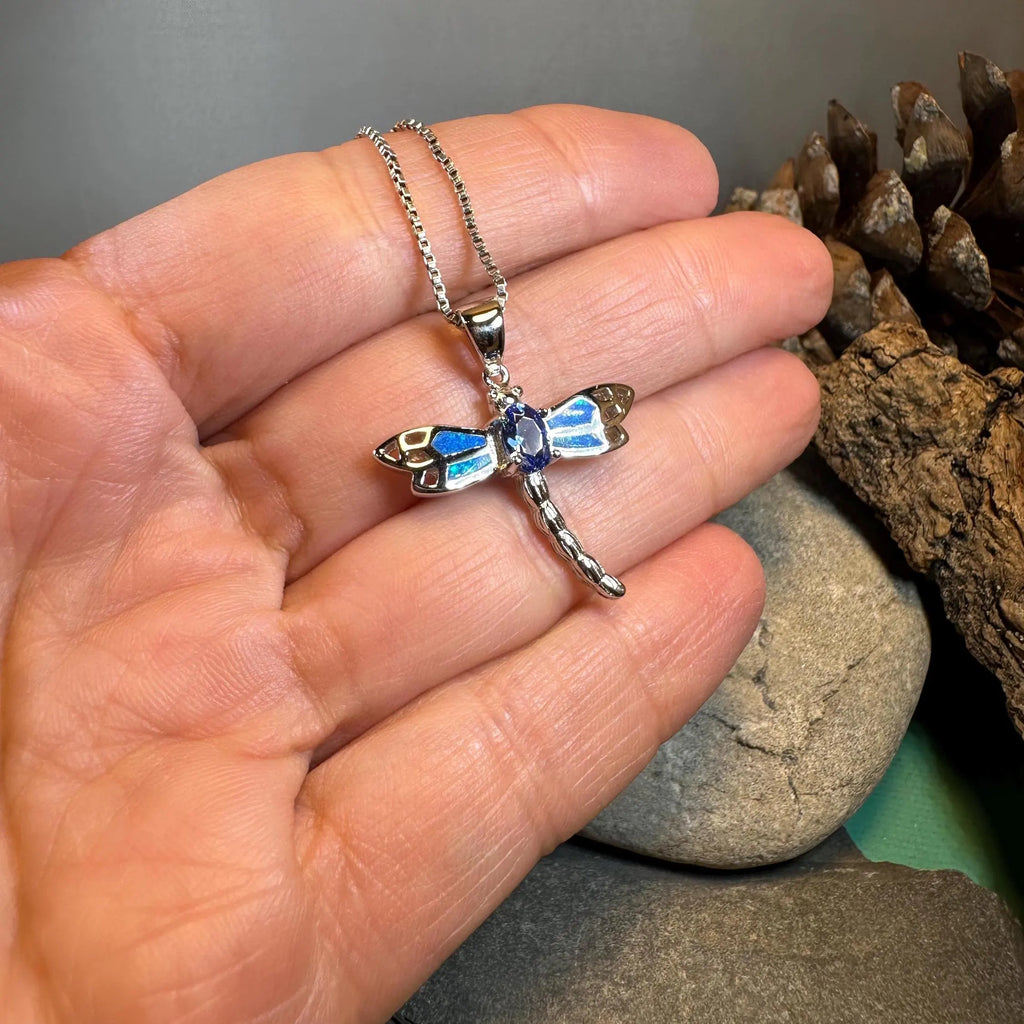 Blue Dream Dragonfly Necklace in Sterling Silver | Pendant | Wiccan Center