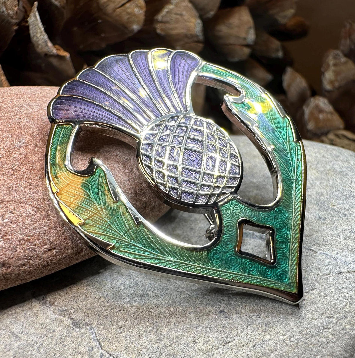 Lochside Scottish Thistle Enamel Brooch | Brooch | Wiccan Center