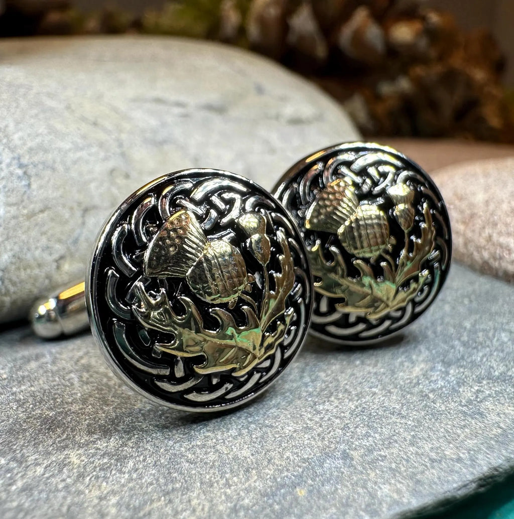 Golden Scottish Thistle Cufflinks - Handmade in Scotland