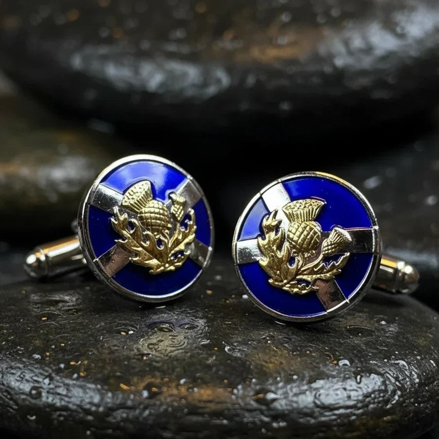 Saltire Thistle Cufflinks - Handmade in the U.K.