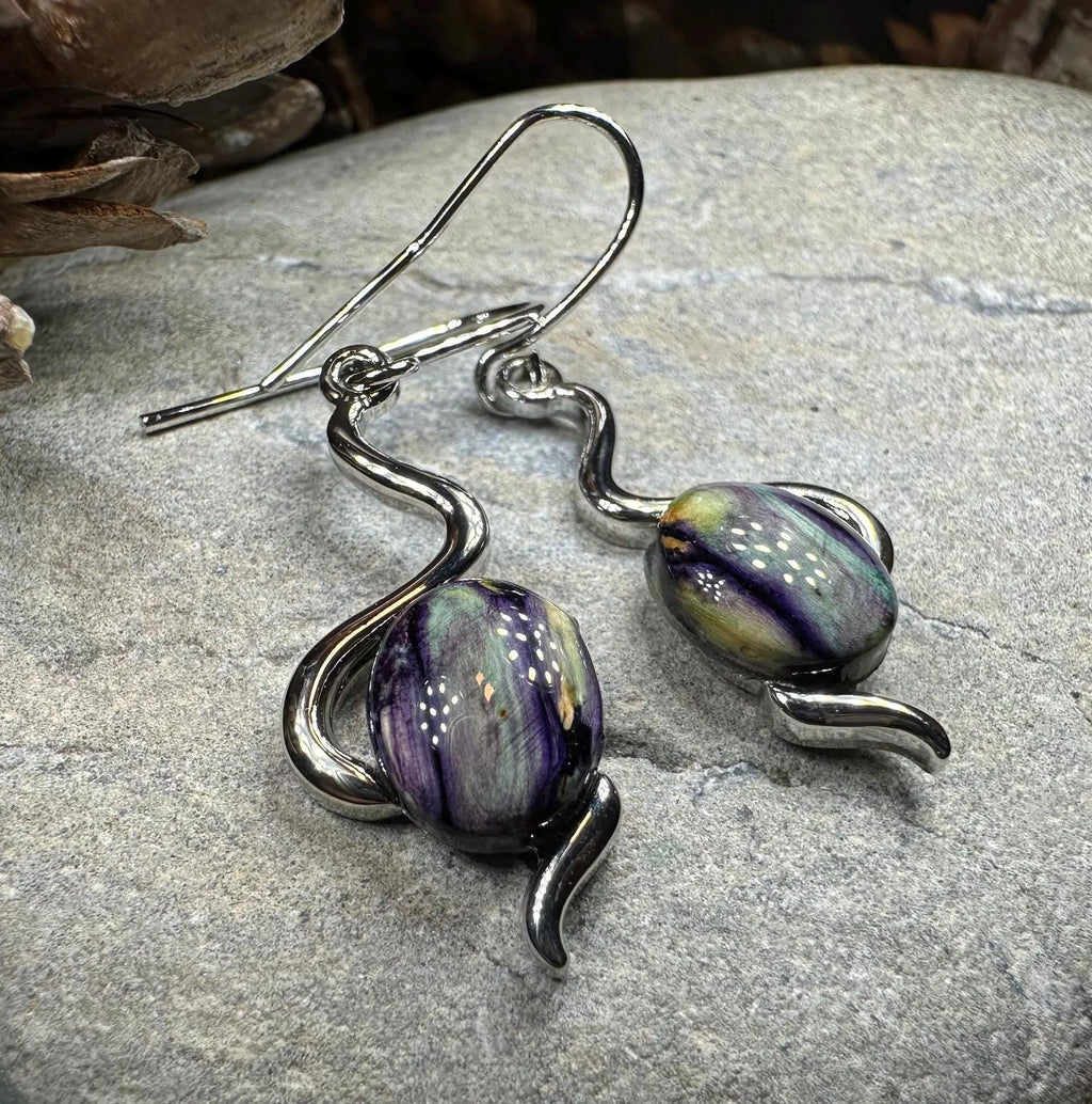 Heathergems Celtic Wiggle Earrings - Handmade in Scotland | Dangle Earrings | Wiccan Center