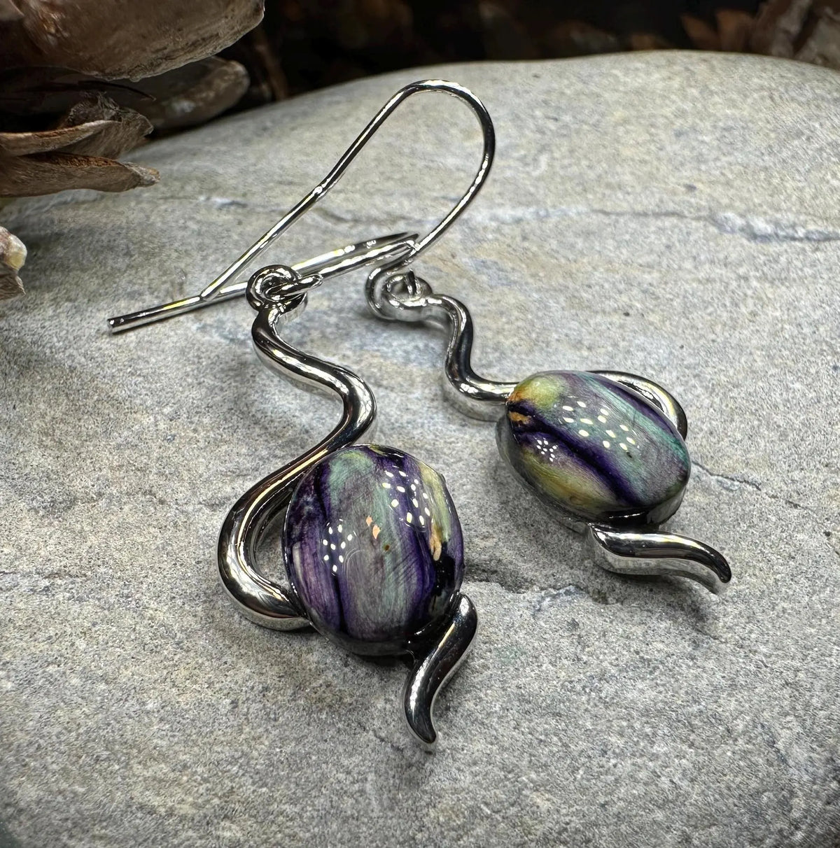 Heathergems Celtic Wiggle Earrings - Handmade in Scotland | Dangle Earrings | Wiccan Center