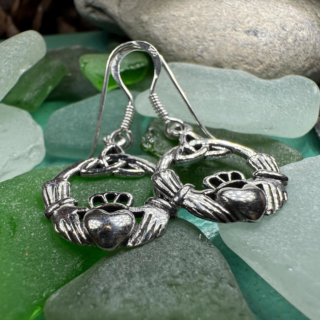 Claddagh Trinity Knot Earrings in Sterling Silver | Dangle Earrings | Wiccan Center