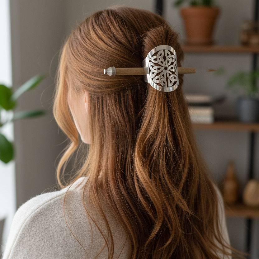 Elegant Trinity Knot Hair Slide - Celtic Crystal Design Jewelry | Hair Slide | Wiccan Center