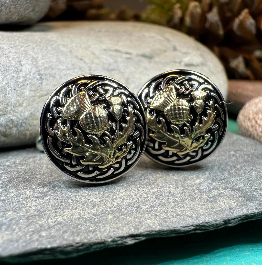 Golden Scottish Thistle Cufflinks - Handmade in Scotland