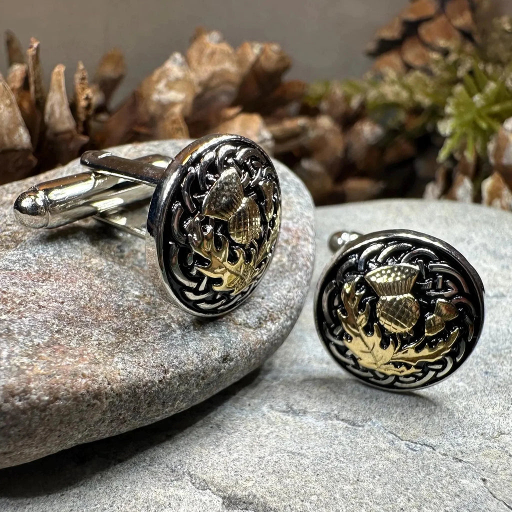Golden Scottish Thistle Cufflinks - Handmade in Scotland