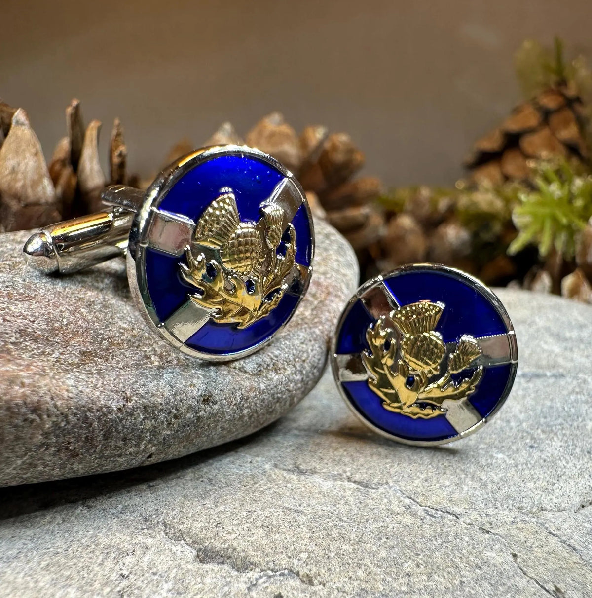Saltire Thistle Cufflinks - Handmade in the U.K.