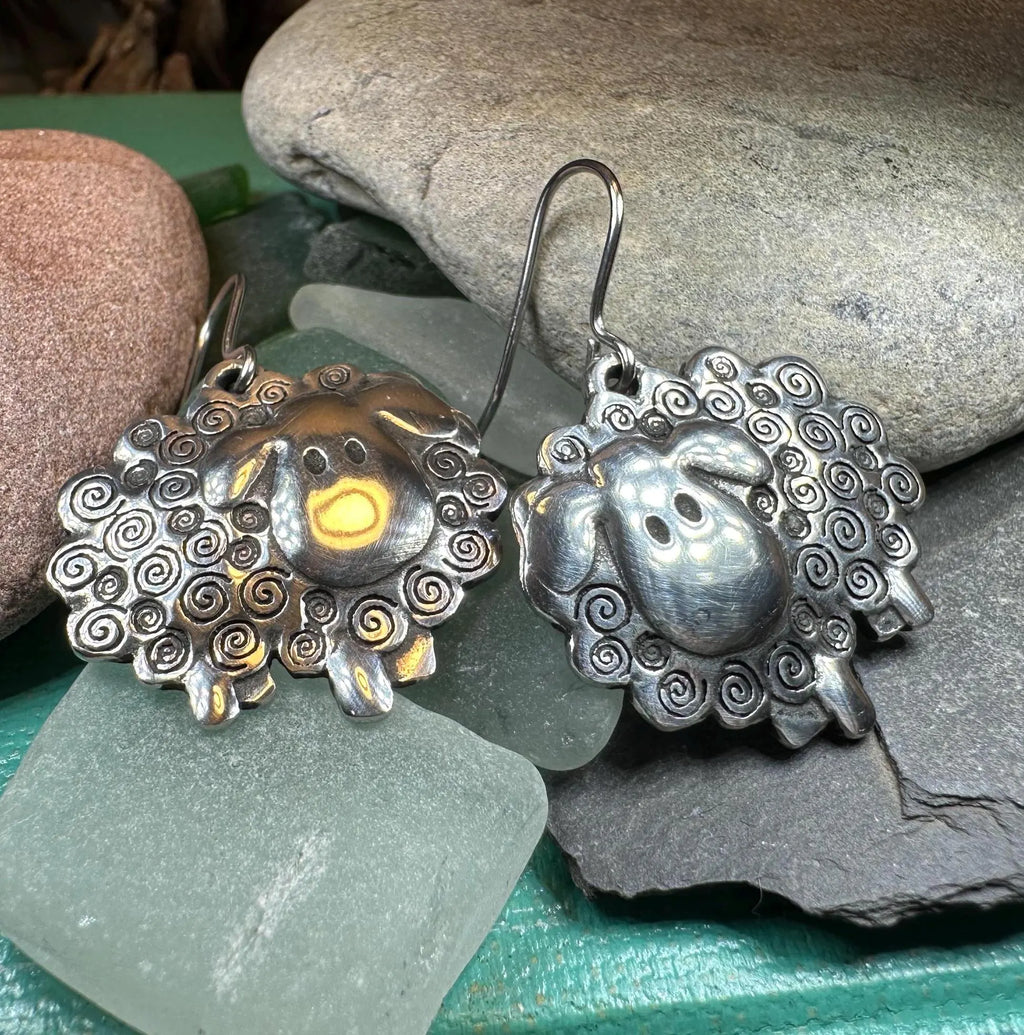 Wooly Sheep Earrings | Dangle Earrings | Wiccan Center