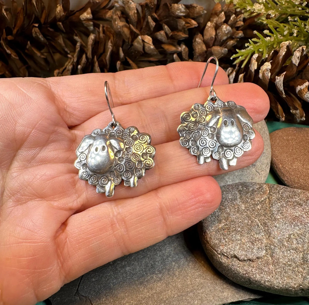 Wooly Sheep Earrings | Dangle Earrings | Wiccan Center