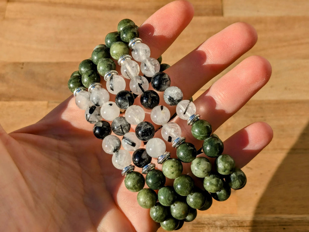 Serpentine & Tourmilated Quartz Stretch Bracelets | | Wiccan Center