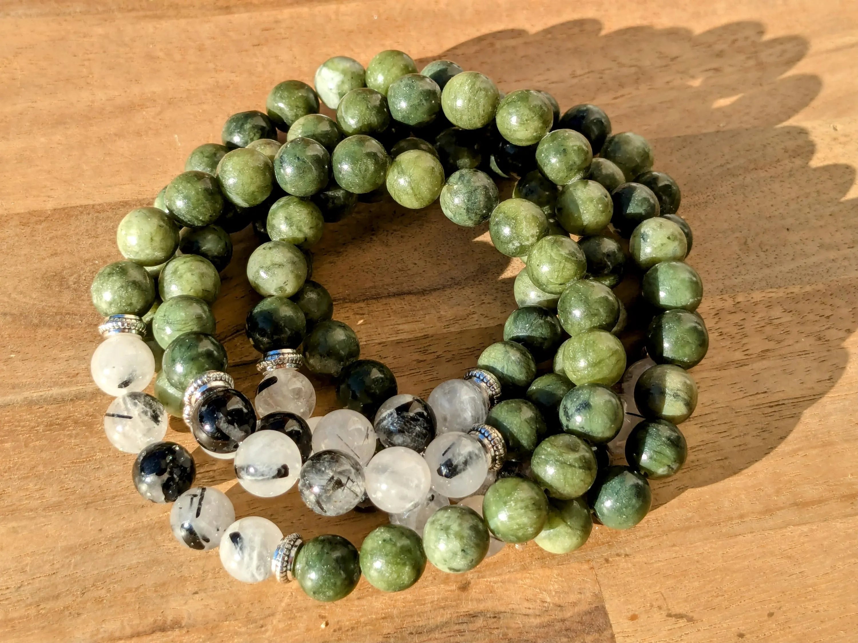 Serpentine & Tourmilated Quartz Stretch Bracelets | | Wiccan Center