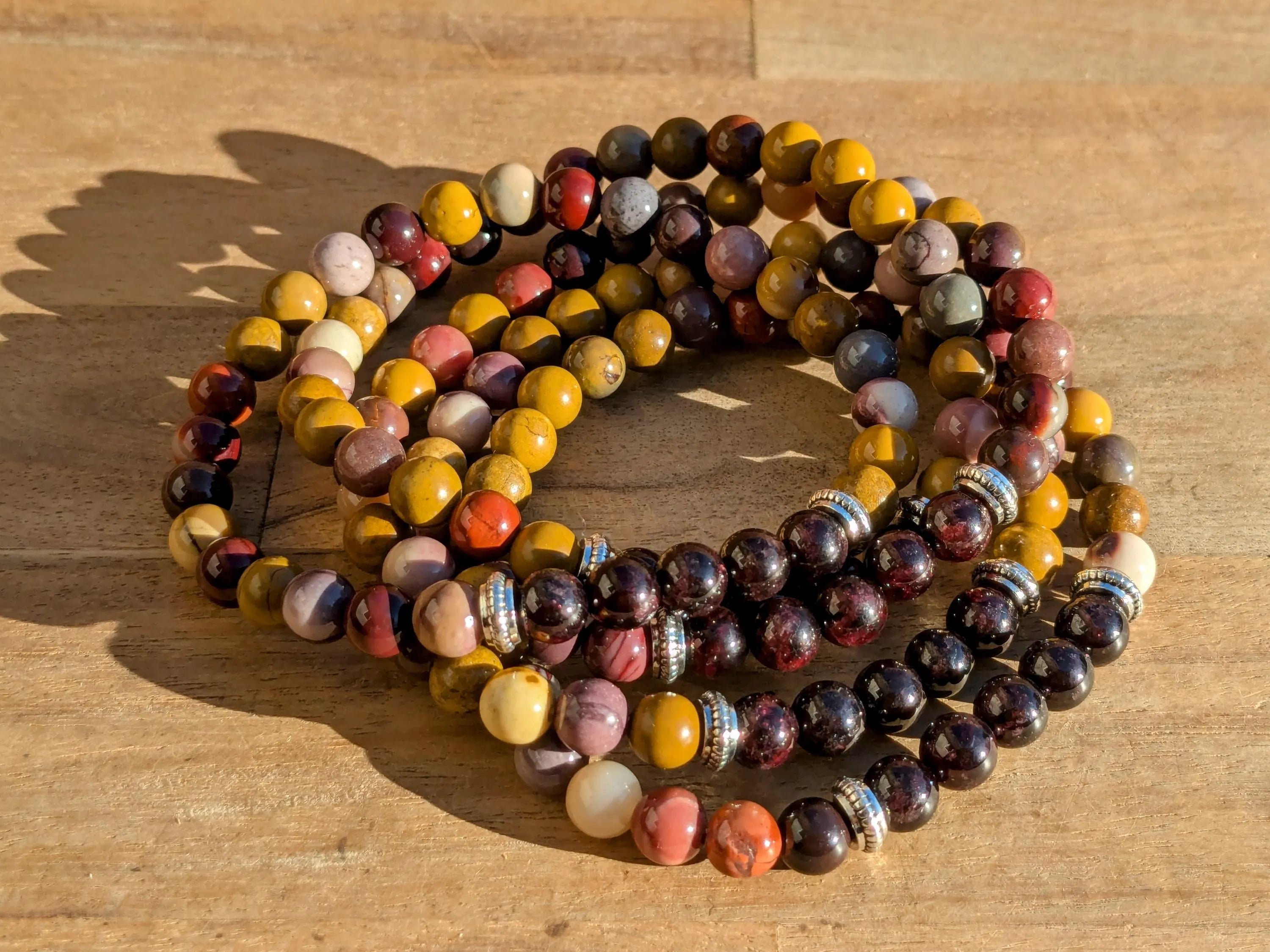 Garnet & Mookaite Jasper Stretch Bracelets | | Wiccan Center