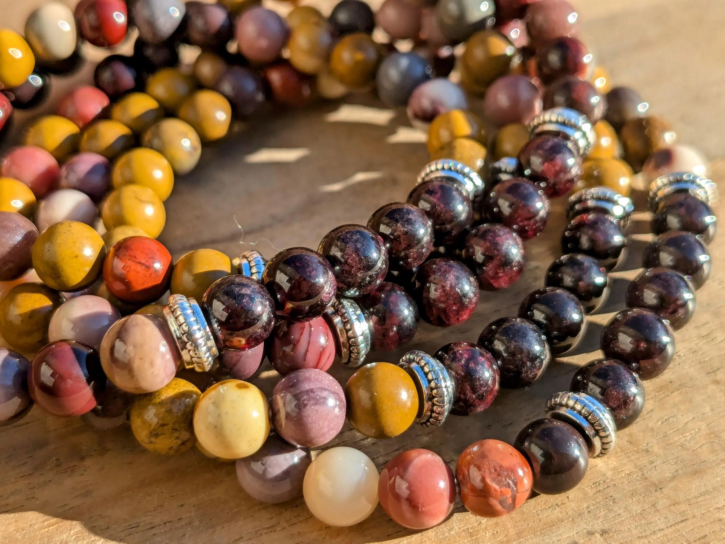 Garnet & Mookaite Jasper Stretch Bracelets | | Wiccan Center