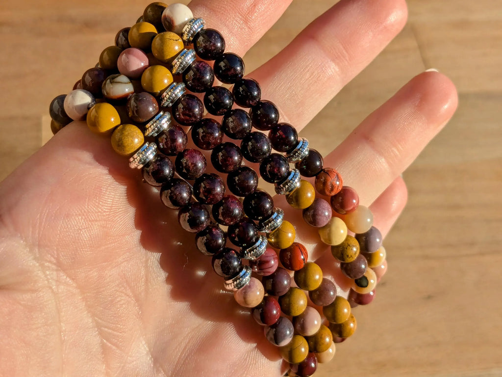 Garnet & Mookaite Jasper Stretch Bracelets | | Wiccan Center