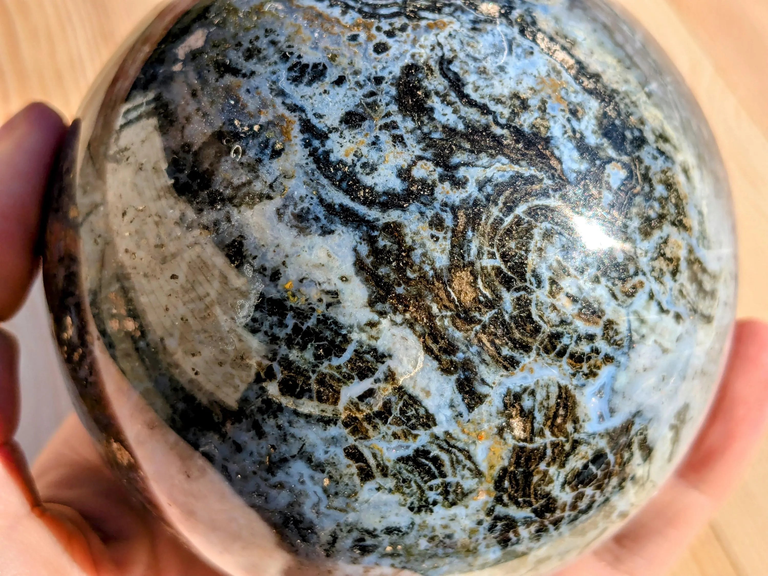 Unique Ocean Jasper Statement Sphere | | Wiccan Center