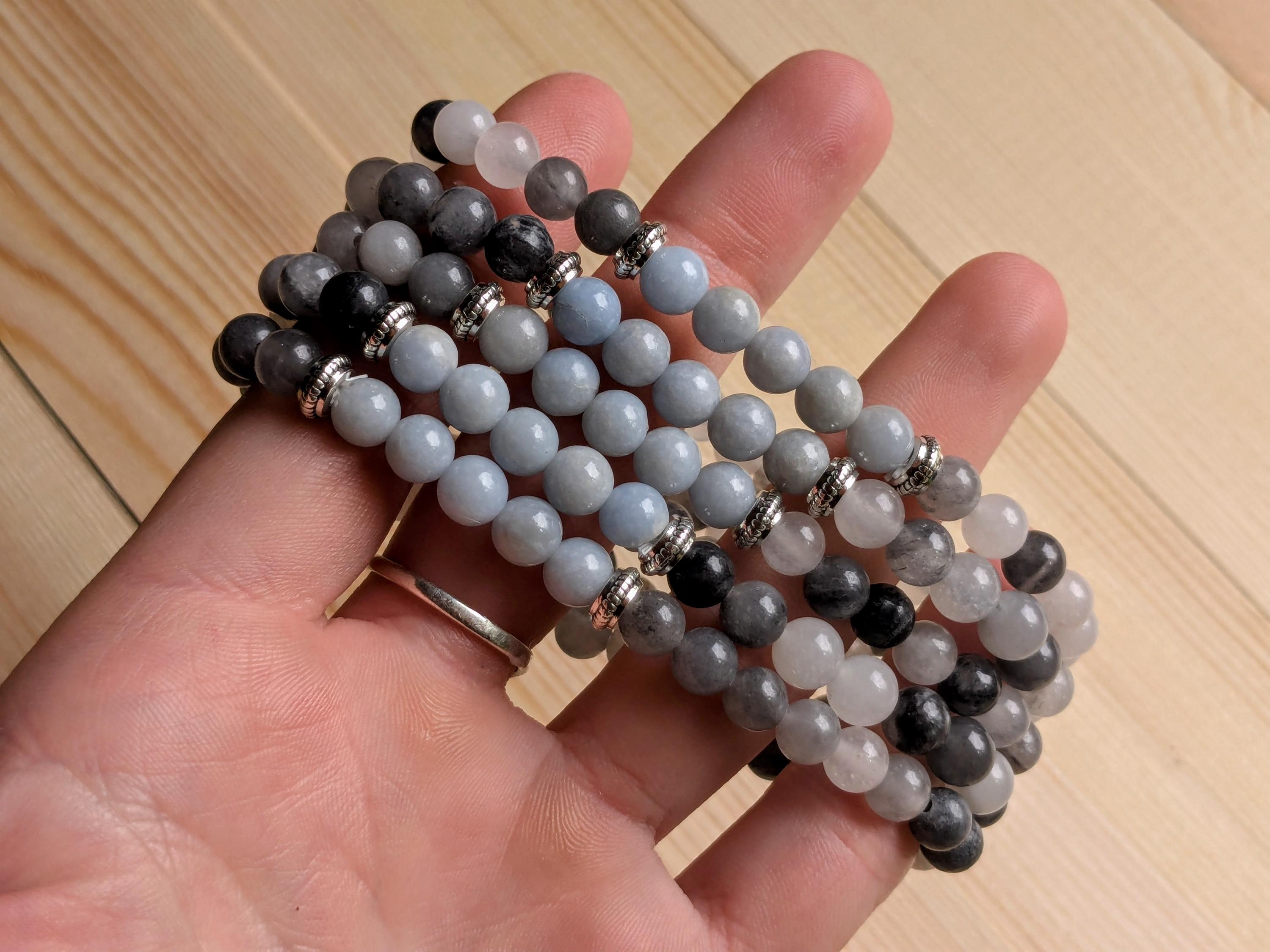 Inclusion Quartz & Angelite Stretch Bracelets | | Wiccan Center