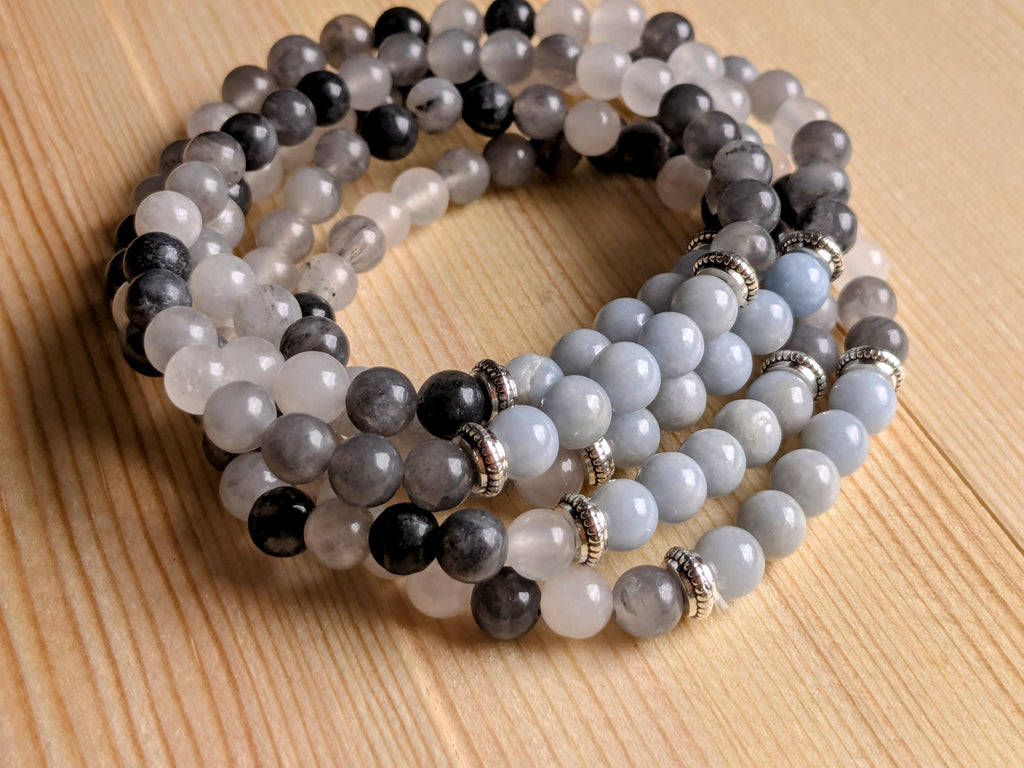 Inclusion Quartz & Angelite Stretch Bracelets | | Wiccan Center