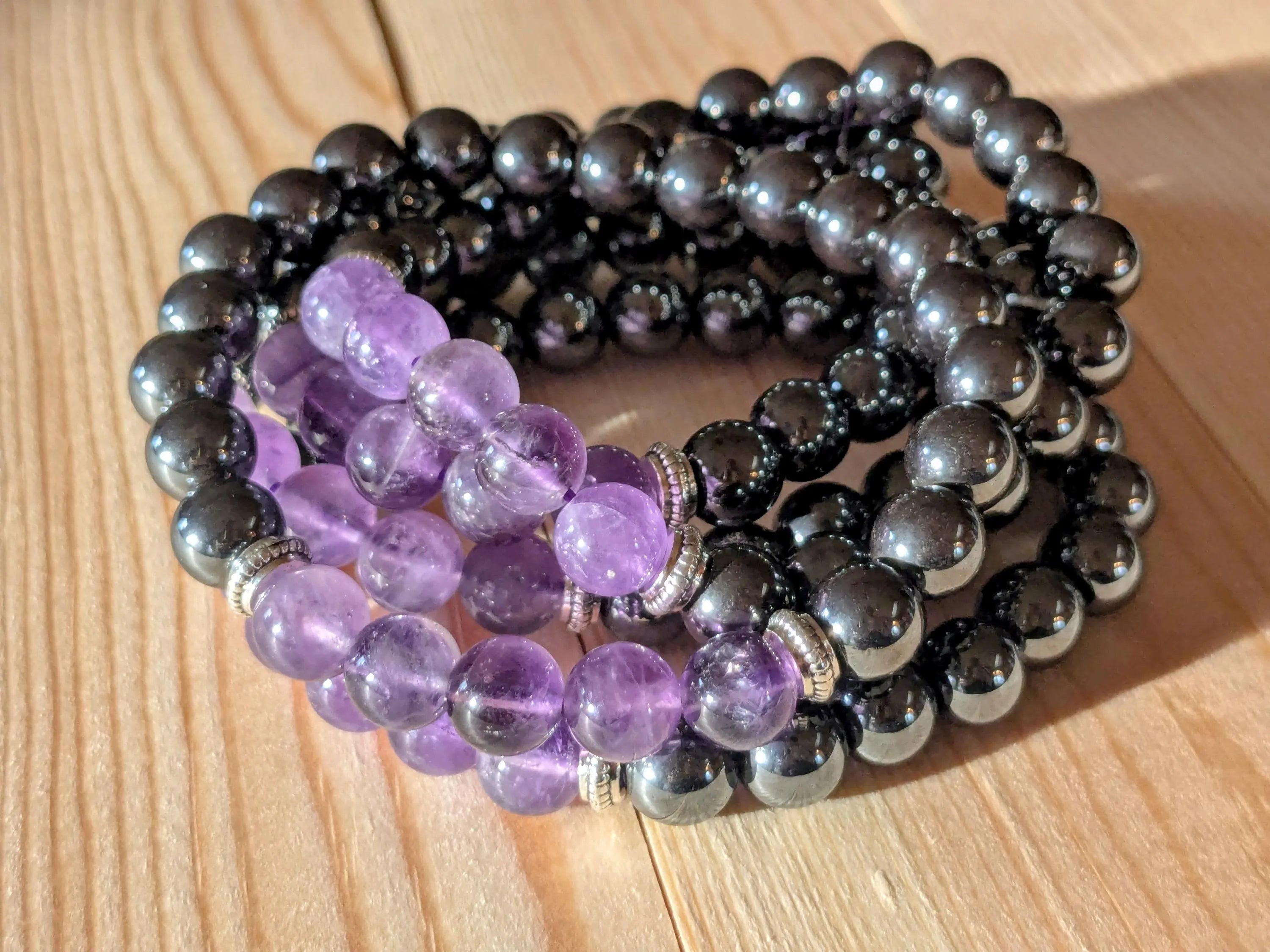 Amethyst & Hematite Stretch Bracelets | | Wiccan Center