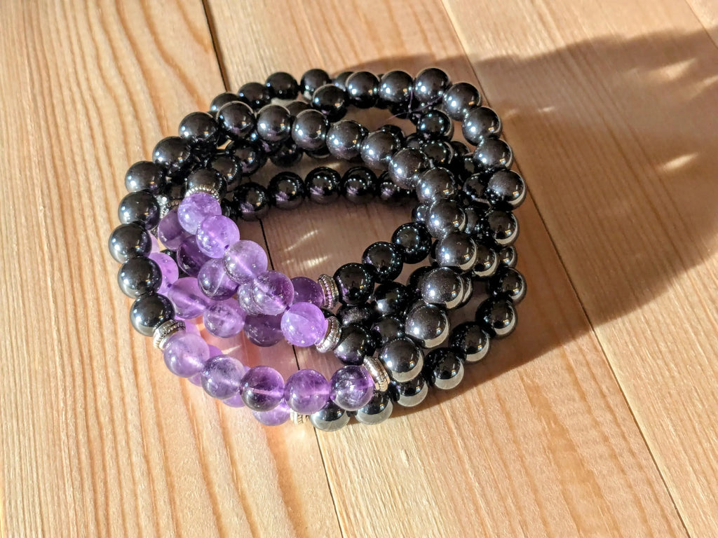 Amethyst & Hematite Stretch Bracelets | | Wiccan Center