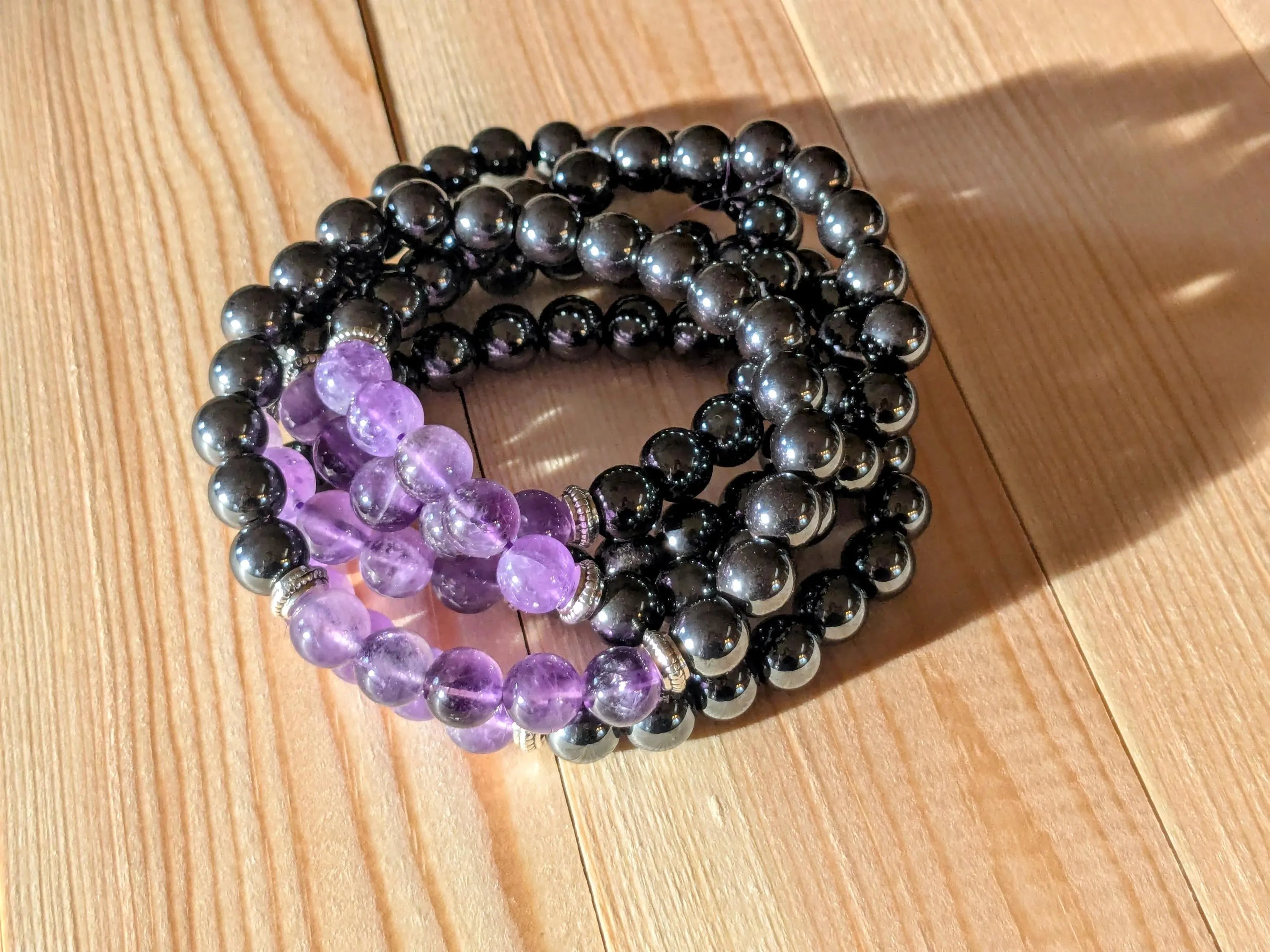Amethyst & Hematite Stretch Bracelets | | Wiccan Center