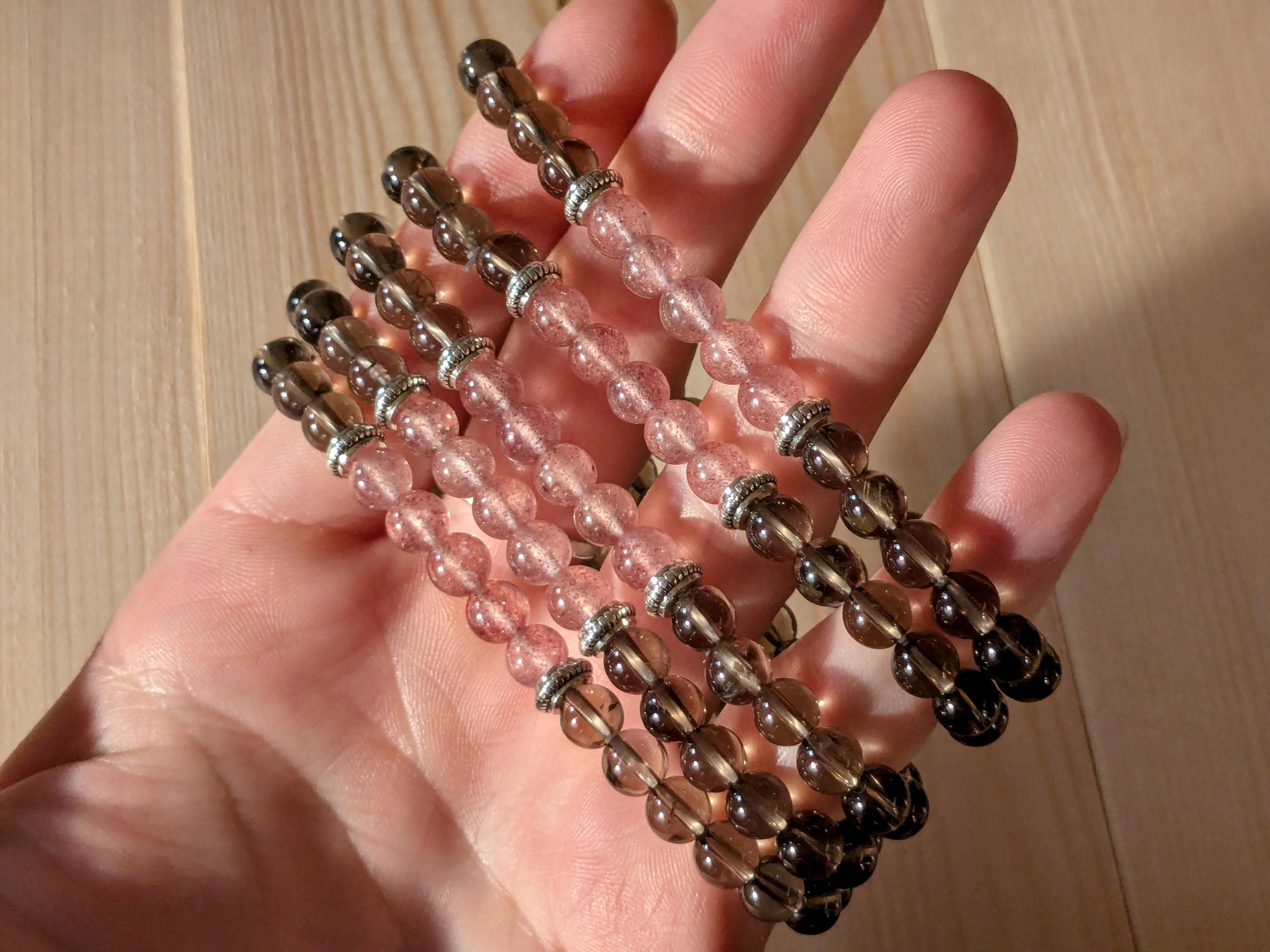 Strawberry & Smoky Quartz Stretch Bracelets | | Wiccan Center