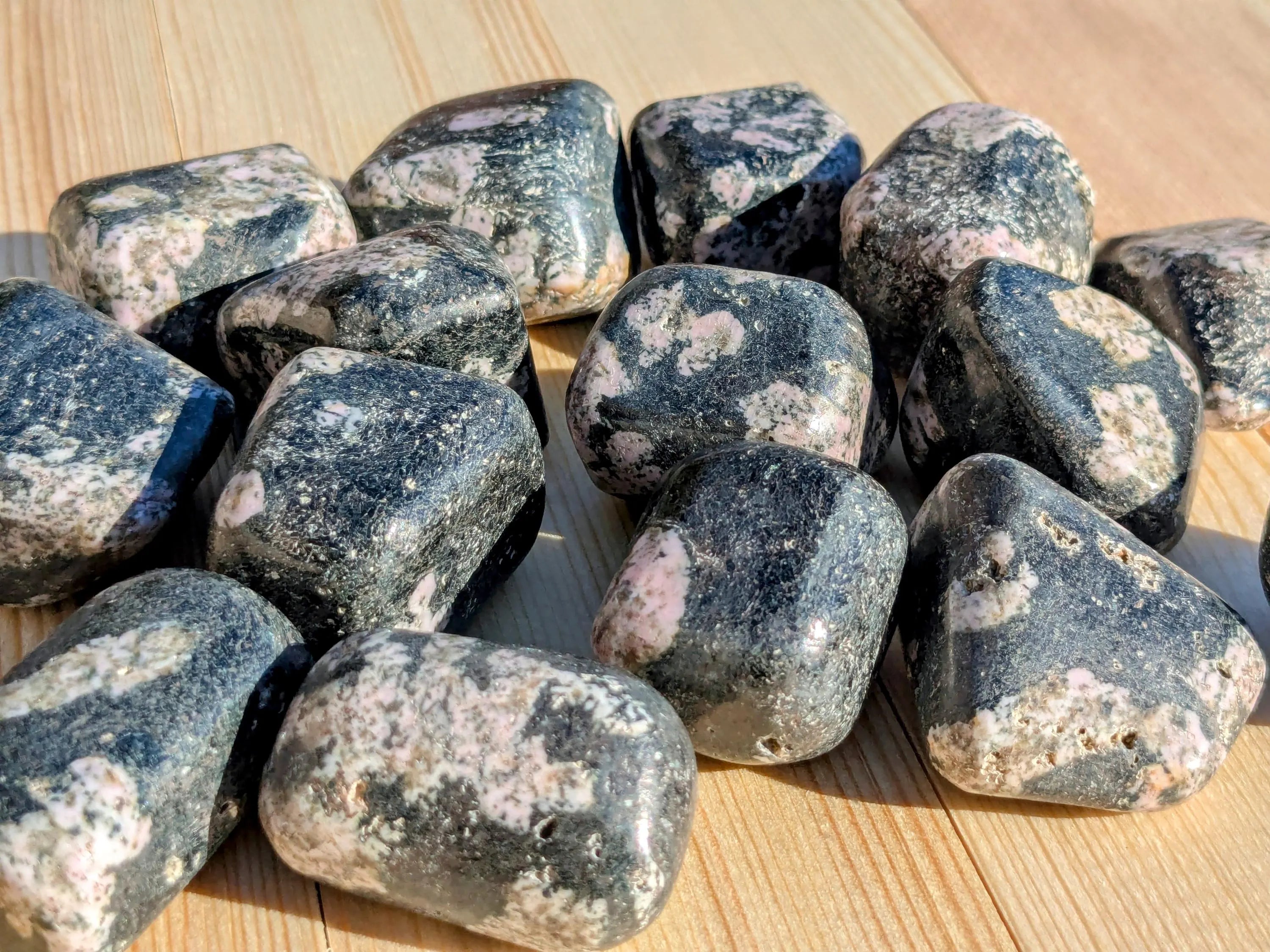 Black Jade with Pink Thulite Tumbled Stones | | Wiccan Center