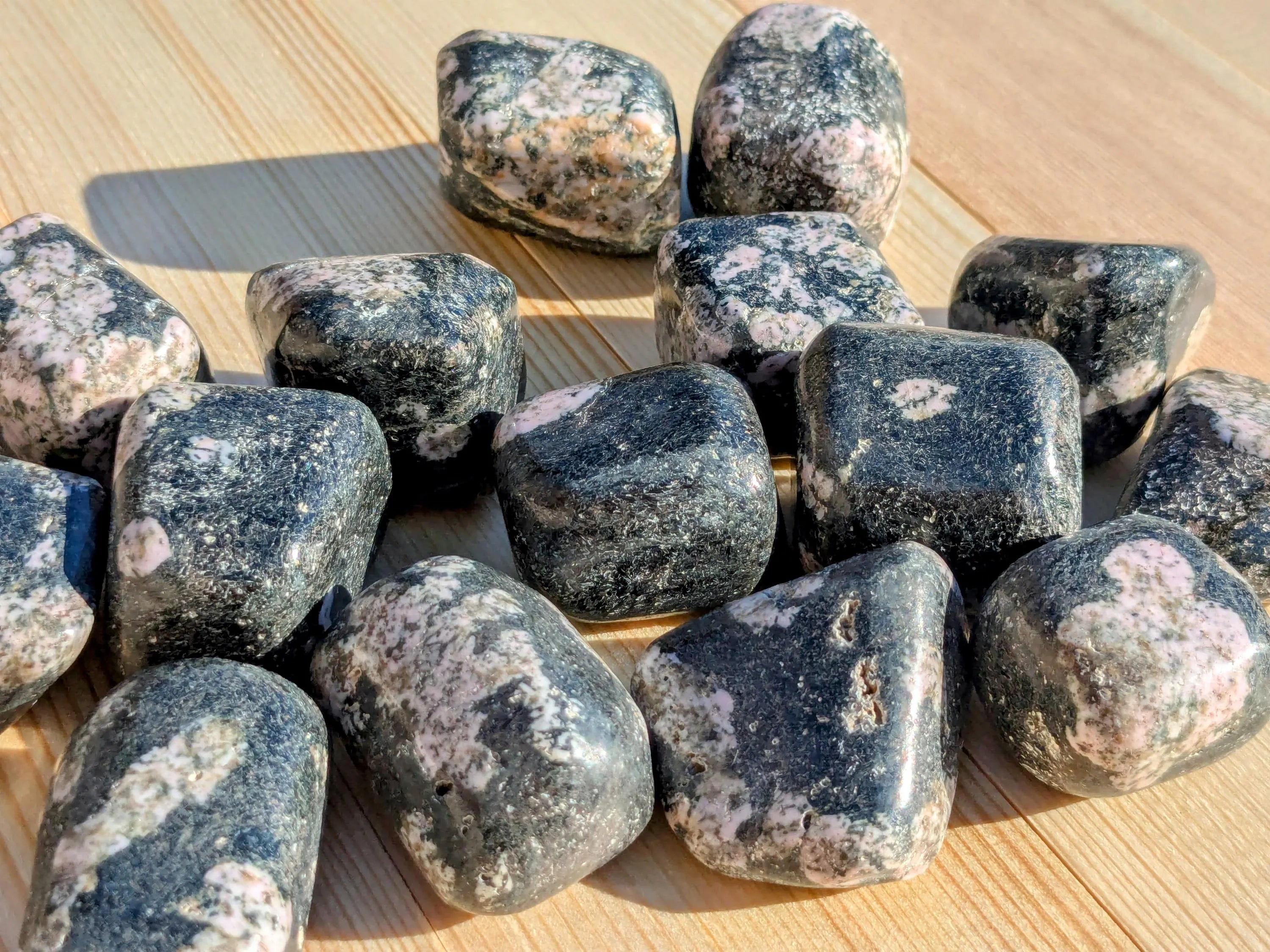 Black Jade with Pink Thulite Tumbled Stones | | Wiccan Center