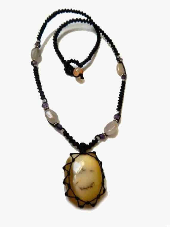 MILK AGATE macrame Necklace – Your Stone for Protection | | Wiccan Center