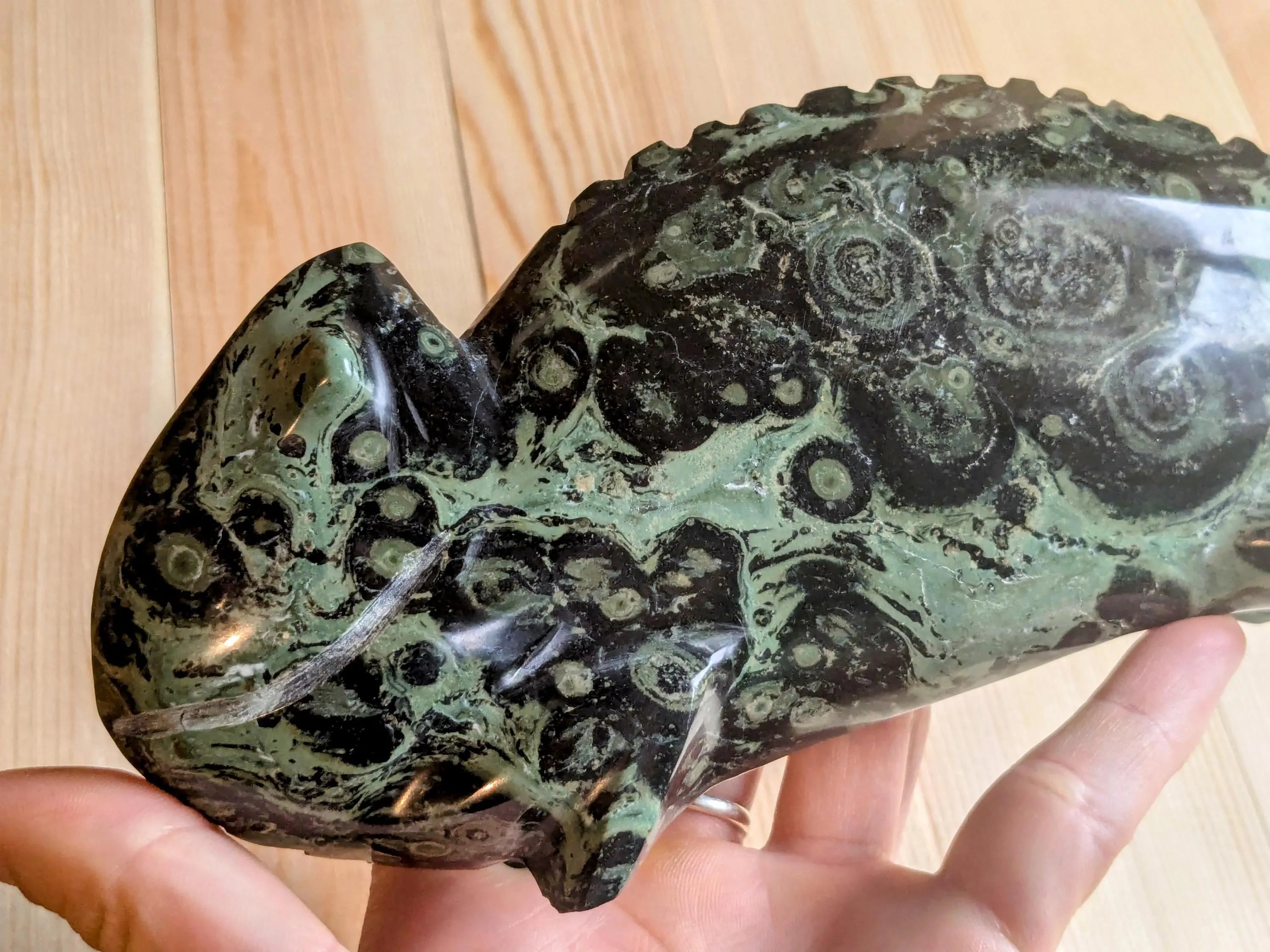 Kambaba Jasper Chameleon Carving - OOAK | | Wiccan Center